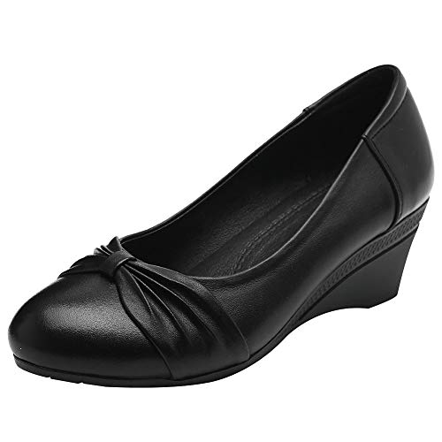 rismart Damen Keilabsatz Schlüpfen Runder Zeh Arbeit Büro Pumps SN02544 (Schwarz,37 EU) von rismart