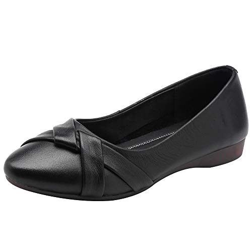 rismart Damen Schlüpfen Niedriger Keilabsatz Arbeit Gemütlich Ballett Pumps SN02549 (Schwarz,38.5 EU) von rismart