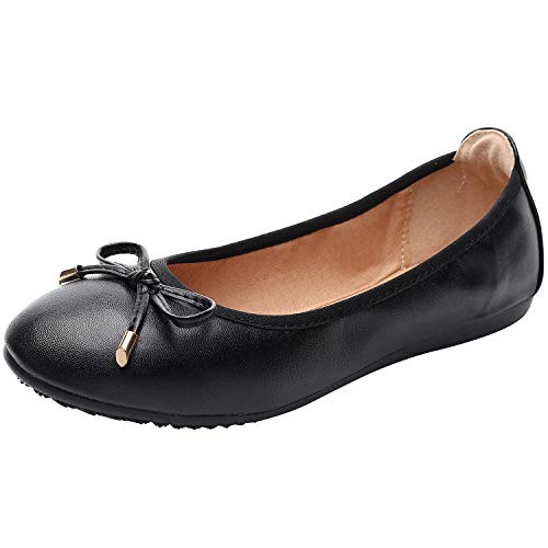 rismart Damen Tanzen Schlüpfen Wohnung Bowknot Elegant Weich Ballerinas Schuhe SN02829(Schwarz,EU37) von rismart