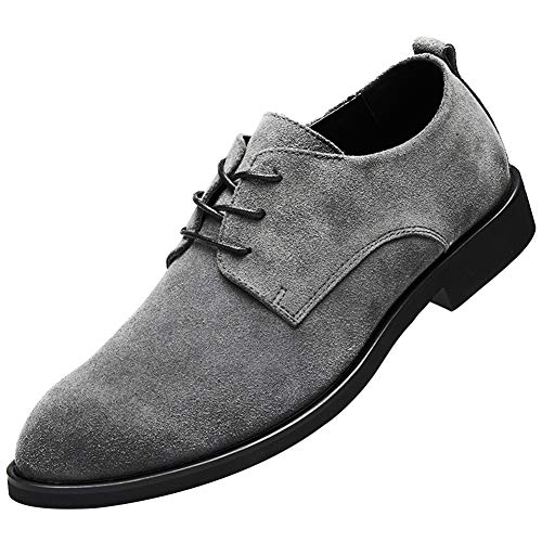 rismart Herren Derby Schnürhalbschuhe Klassische Wildleder Business Schuhe SN01833(Grau,38 EU) von rismart