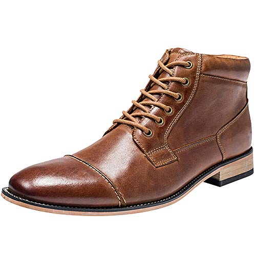 rismart Herren Knöchel Runde Zehe Reißverschluss Schnürschuhe Geschäft Chukka Stiefel SN01811(Braun,43 EU) von rismart