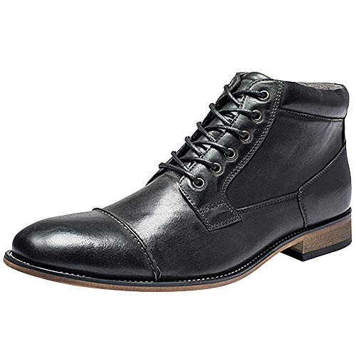 rismart Herren Knöchel Runde Zehe Reißverschluss Schnürschuhe Geschäft Chukka Stiefel SN01811(Schwarz,42 EU) von rismart