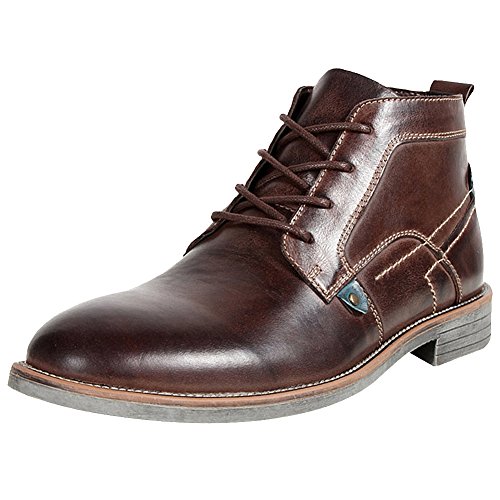 rismart Herren Knöchel hoch Runder Zeh Stilvoll Leder Chukka Bootsschuhe SN01801(Kaffee,43 EU) von rismart