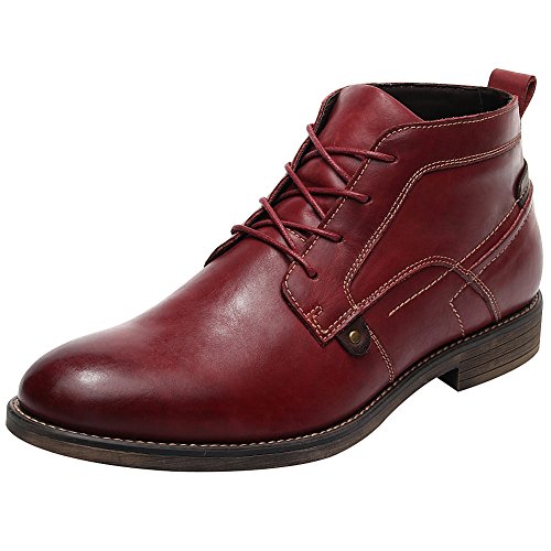 rismart Herren Knöchel hoch Runder Zeh Stilvoll Leder Chukka Bootsschuhe SN01801(Mahagoni,42 EU) von rismart