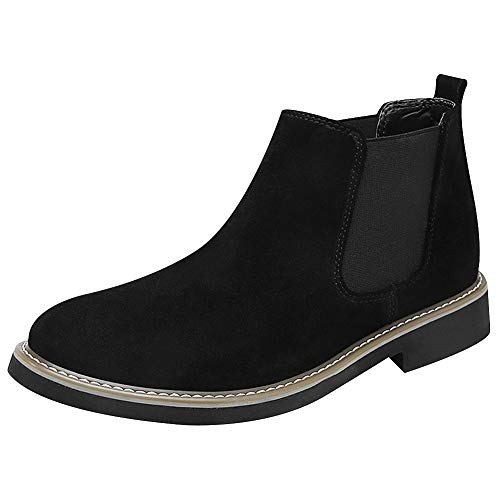 rismart Herren Knöchelhoch Elastisch Runder Zeh Wildleder Chelsea Stiefel SN010116(Schwarz,43) von rismart
