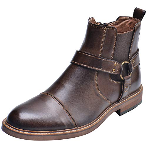 rismart Herren Leder Stiefeletten Reißverschluss Kurzschaft Chelsea Boots SN01910(Kaffee,45 EU) von rismart