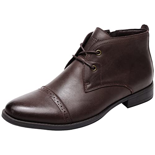 rismart Herren Mitte Chukka Stiefel Formell Leder Ankle Boots (Braun,42 EU) von rismart