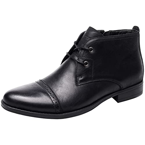 rismart Herren Mitte Chukka Stiefel Formell Leder Ankle Boots (Schwarz,40 EU) von rismart