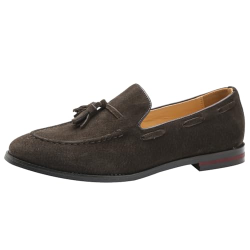 rismart Herren Mokassins Wildleder Slip On Bootsschuhe Freizeit Niedrige Sneaker(Kaffee,41 EU) von rismart