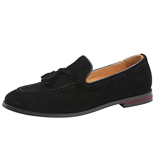 rismart Herren Mokassins Wildleder Slip On Bootsschuhe Freizeit Niedrige Sneaker(Schwarz,44 EU) von rismart