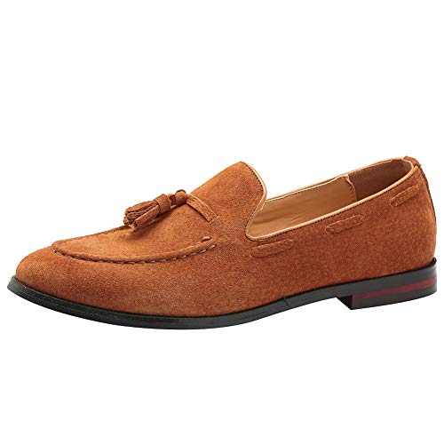 rismart Herren Mokassins Wildleder Slip On Bootsschuhe Freizeit Niedrige Sneaker(Tan,41 EU) von rismart