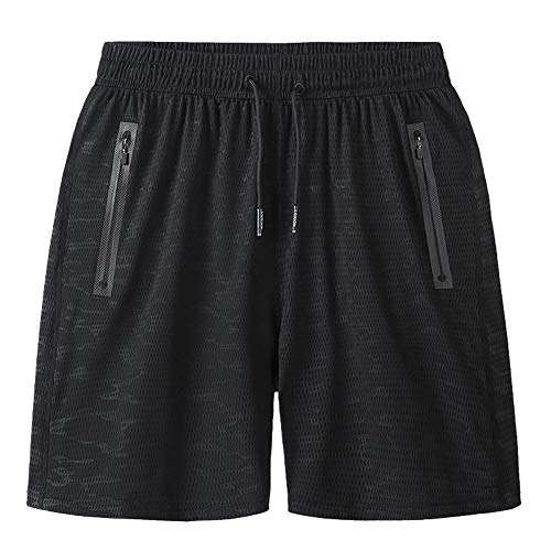 rismart Herren Schnelltrocknend Shorts Trainieren Laufen Gehen Sportlich mit Reißverschluss Taschen Schwarz c 4XL von rismart