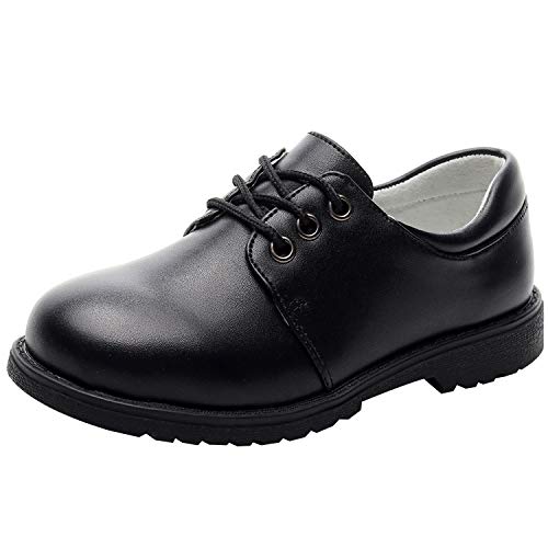rismart Jungen Derby Schuhe Runder Schulschuhe Hübsches Kleid Schuhe (Schwarz,26 EU) von rismart