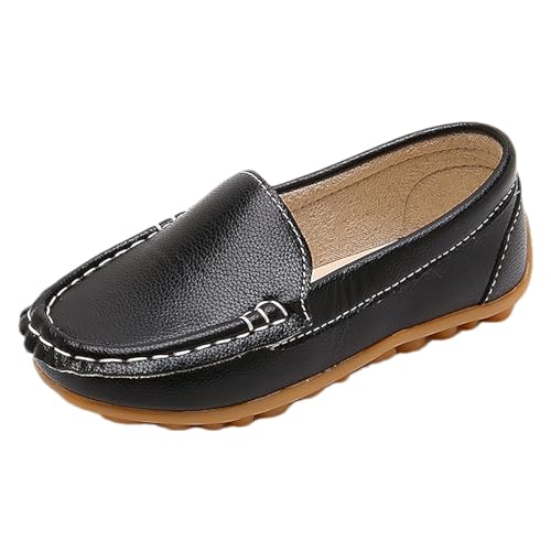 rismart Jungen Mädchen Loafer Flats Slip On Freizeitkleid Mokassins Schuhe Schwarz für Schule Hochzeit Alltag, 28 EU von rismart