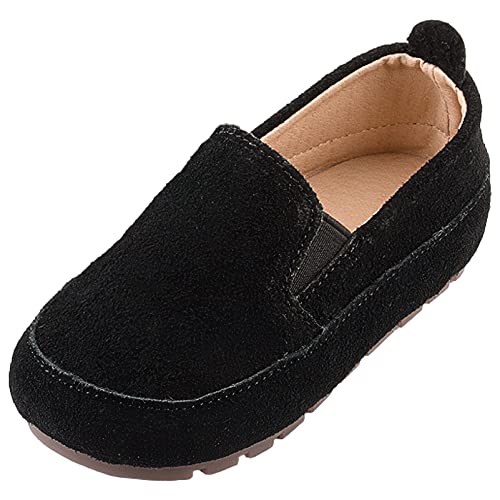 rismart Kleiner Junge Schuhe Kleinkind Mokassin Flach Schlüpfen rutschfest Slipper Schwarz,27 von rismart
