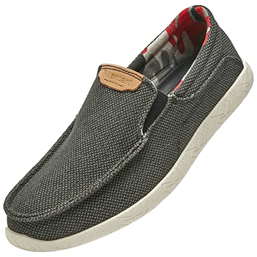 rismart Loafers Slipper Mokassins zum Herren Lässig Leinen Slip on rutschfest Dunkel Grau,42 von rismart