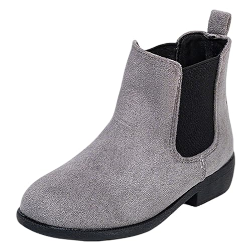 rismart Mädchen Chelsea Stiefel aus Kunstwildleder Hohe Winterstiefel für Kinder, Grau, 30 von rismart