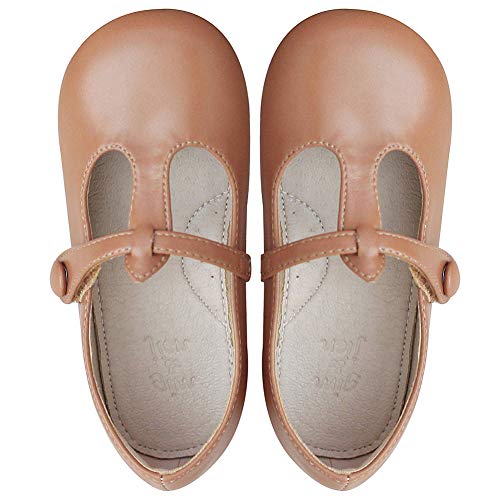 rismart Mädchen Mary Jane Kleinkind Schuhe Elegant t bar Oxford Kleid Flache(Braun,23 EU) von rismart