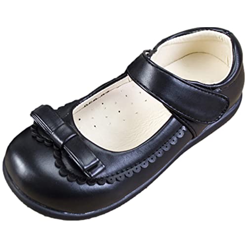 rismart Mary Jane Mädchen Schuh Riemen College Uniform Schwarz Kleid Flach, Schwarzer Bogen, 32 EU von rismart