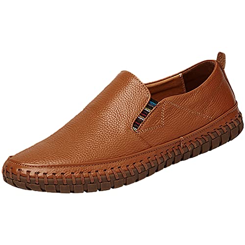 rismart Mokassin Herren Komfort Fläche Halbschuhe Leder Schlüpfen Bootsschuhe Braun,45.5 von rismart