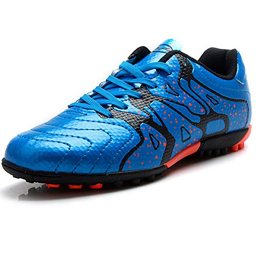 rismart Tiebao Jungen Hartgrund Artificial Geschwindigkeit PU-Leder Footballschuhe(Blau,Big Kids EU37) von rismart