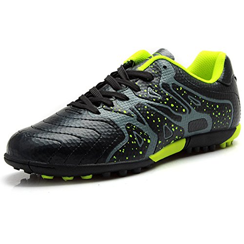 rismart Tiebao Jungen Hartgrund Artificial Geschwindigkeit PU-Leder Footballschuhe(Schwarz,Little Kids EU34) von rismart