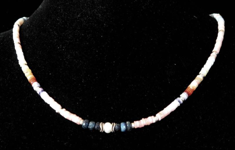 Opal Heishi Bunte Kette Mit Kyanit Und Sterling Silber Opal Heishi Bunte Kette Mit Kyanit Und Sterling Silber von ritterross1