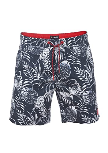 riverso Badehose Herren RIVKai Regular Fit Badeshorts Schwimmhose Sporthose Kurze Hose Shorts Tunnelzug Taschen Sommer Strand Blau XXL, Größe:XXL, Farbe:Navy-Cherry Red (59406) von riverso