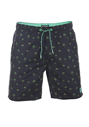 riverso Badehose Herren RIVKai Regular Fit Badeshorts Schwimmhose Sporthose Kurze Hose Shorts Tunnelzug Taschen Sommer Strand Schwarz 4XL, Größe:4XL, Farbe:Black-Flashy Green (64005) von riverso