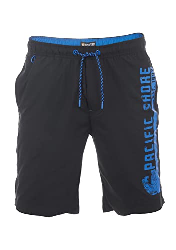 riverso Badehose Herren Regular Fit RIVJannik Badeshorts Sporthose Schwimmhose Shorts Kurze Hosen Print Elastischer Bund Schwarz 4XL, Größe:4XL, Farbe:Black - Blue (64009) von riverso