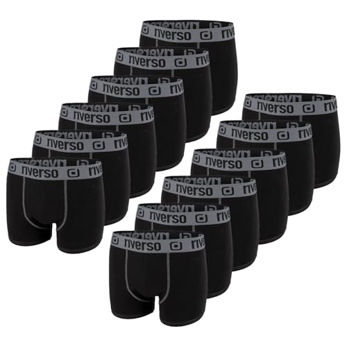 riverso Boxershorts Herren 12er Pack RIVOle Unterhosen Unterwäsche Retroshorts Set Boxer Shorts Stretch, Größe:L, Farbe:Farbmix 1 von riverso