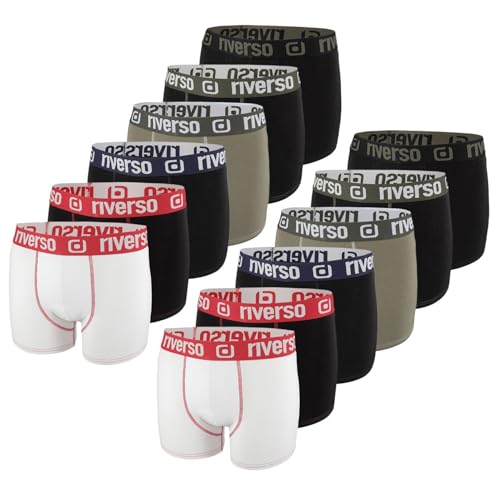 riverso Boxershorts Herren 12er Pack RIVOle Unterhosen Unterwäsche Retroshorts Set Boxer Shorts Stretch, Größe:L, Farbe:Farbmix 8 von riverso