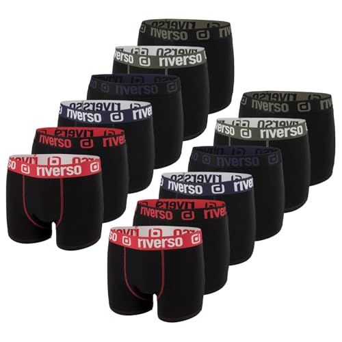 riverso Boxershorts Herren 12er Pack RIVOle Unterhosen Unterwäsche Retroshorts Set Boxer Shorts Stretch, Größe:M, Farbe:Farbmix 4 von riverso