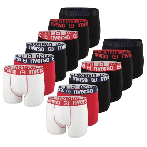 riverso Boxershorts Herren 12er Pack RIVOle Unterhosen Unterwäsche Retroshorts Set Boxer Shorts Stretch, Größe:M, Farbe:Farbmix 7 von riverso