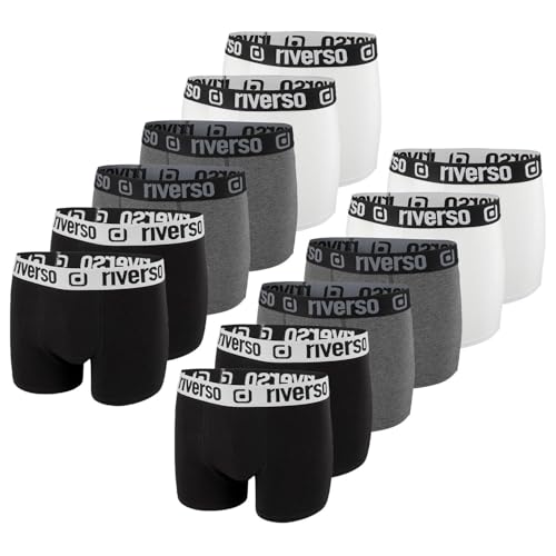 riverso Boxershorts Herren 12er Pack RIVOle Unterhosen Unterwäsche Retroshorts Set Boxer Shorts Stretch, Größe:S, Farbe:Farbmix 3 von riverso
