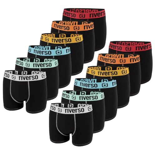 riverso Boxershorts Herren 12er Pack RIVOle Unterhosen Unterwäsche Retroshorts Set Boxer Shorts Stretch, Größe:S, Farbe:Farbmix 9 von riverso