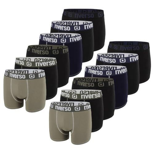 riverso Boxershorts Herren 12er Pack RIVOle Unterhosen Unterwäsche Retroshorts Set Boxer Shorts Stretch, Größe:XL, Farbe:Farbmix 6 von riverso