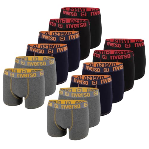 riverso Boxershorts Herren 12er Pack RIVOle Unterhosen Unterwäsche Retroshorts Set Boxer Shorts Stretch, Größe:XXL, Farbe:Farbmix 12 von riverso