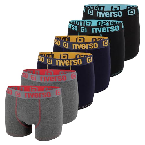 riverso Boxershorts Herren RIVOle 6er Pack Unterhosen Unterwäsche Retroshorts Set Boxer Shorts Stretch, Größe:XXL, Farbe:Farbmix 11 (RVS1BCX6PK11M) von riverso