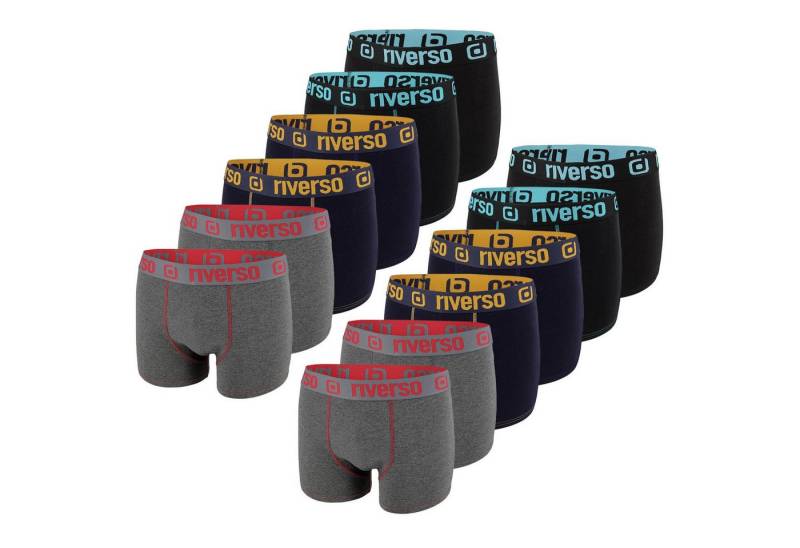 riverso Boxershorts Herren Retroshorts RIVOle Unterhosen (Vorteilspack, 12-St) Basic Boxer mit Stretch von riverso