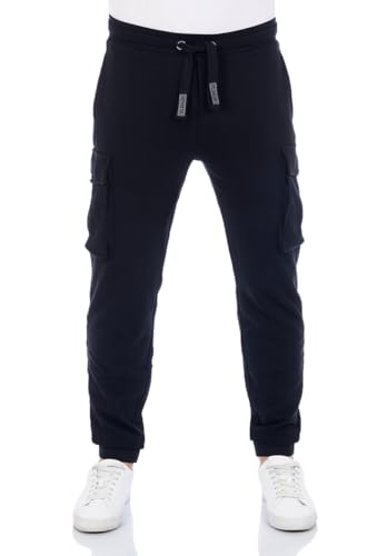 riverso Cargo Jogginghose Herren Baumwolle lang Regular Fit RIVLoris Cargohose Sporthose Trainingshose Freizeithose Taschen Schwarz 4XL, Größe:4XL, Farbe:Black von riverso