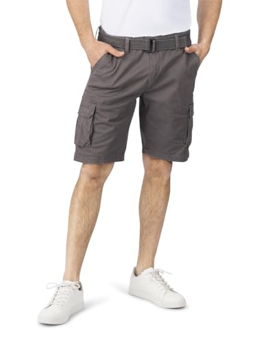 riverso Cargo Shorts Herren mit Gürtel Regular Fit RIVJoko Kurze Hosen Bermuda Shorts Cargoshorts Sommer Stretch, Größe:3XL, Farbe:Ash Grey von riverso