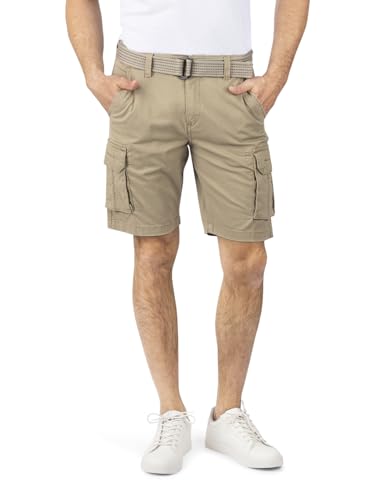 riverso Cargo Shorts Herren mit Gürtel Regular Fit RIVJoko Kurze Hosen Bermuda Shorts Cargoshorts Sommer Stretch, Größe:3XL, Farbe:Beige von riverso