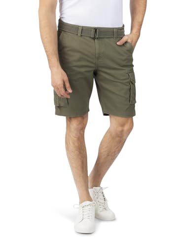 riverso Cargo Shorts Herren mit Gürtel Regular Fit RIVJoko Kurze Hosen Bermuda Shorts Cargoshorts Sommer Stretch, Größe:5XL, Farbe:Ivy Olive von riverso