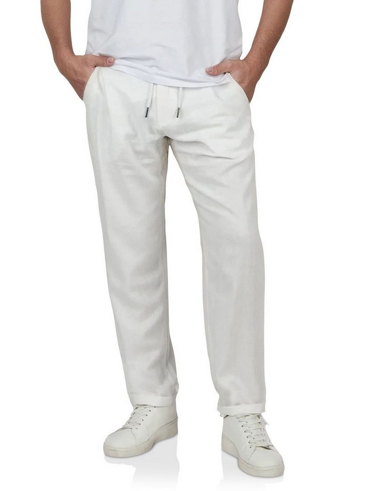 riverso Chinohose Herren Freizeithose RIVMarco Regular Fit Leinenhose mit Zugbandverschluss von riverso