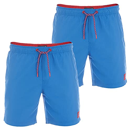 riverso Herren Badehose Badeshort 2er Pack RIVDavid Kurze Hose Sommer Sport Shorts Tunnelzug 100% Polyester, Größe:3XL, Farbe:Bright Blue (19600) von riverso