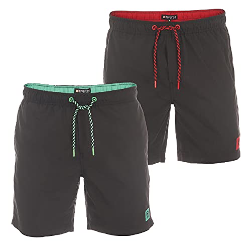 riverso Herren Badehose Badeshort 2er Pack RIVDavid Kurze Hose Sommer Sport Shorts Tunnelzug 100% Polyester, Größe:3XL, Farbe:Farbmix 4 von riverso