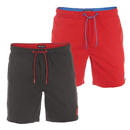 riverso Herren Badehose Badeshort 2er Pack RIVDavid Kurze Hose Sommer Sport Shorts Tunnelzug 100% Polyester, Größe:4XL, Farbe:Farbmix 2 von riverso