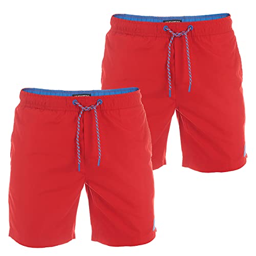 riverso Herren Badehose Badeshort 2er Pack RIVDavid Kurze Hose Sommer Sport Shorts Tunnelzug 100% Polyester, Größe:S, Farbe:Middle Red (15300) von riverso