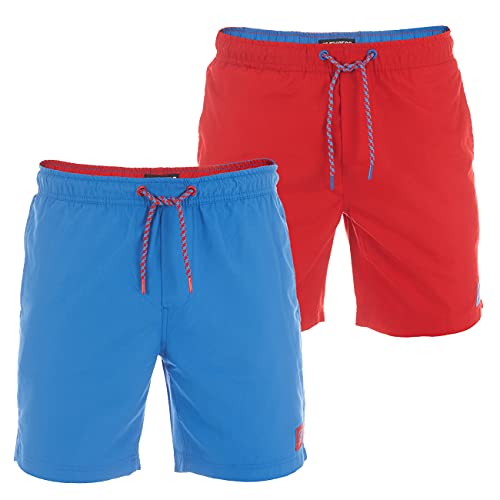 riverso Herren Badehose Badeshort 2er Pack RIVDavid Kurze Hose Sommer Sport Shorts Tunnelzug 100% Polyester, Größe:XL, Farbe:Farbmix 3 von riverso